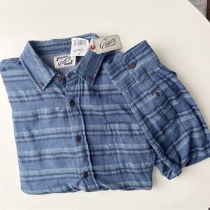 Grayers Double Cloth Flannel Stripe Button Down Shirt Men’s Size Large New Blue
